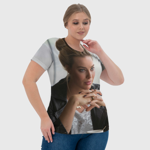 Женская футболка 3D Робби Марго в кафе, цвет 3D печать - фото 6