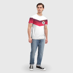 Футболка с принтом Сборная Германии по футболу для мужчины, вид на модели спереди №3. Цвет основы: белый
