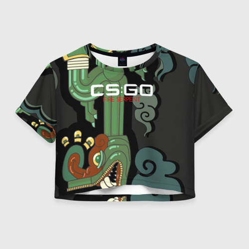 Женская футболка Crop-top 3D cs:go - Fire Serpent (Огненный змей), цвет 3D печать