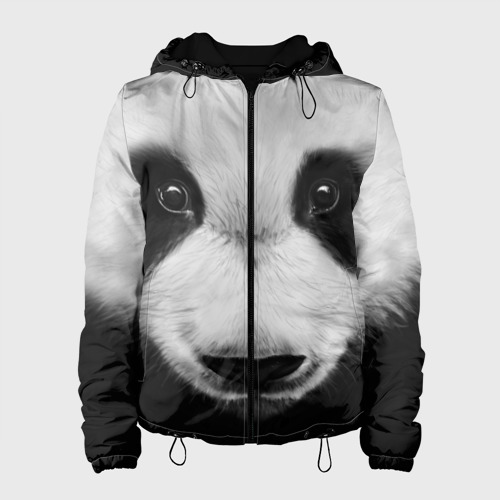 Женская куртка 3D Морда панды, цвет черный