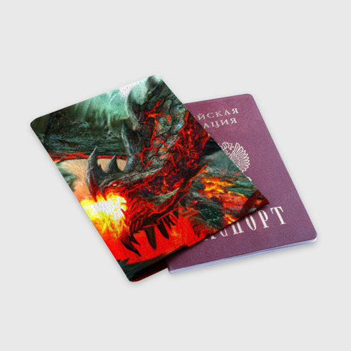 Обложка для паспорта матовая кожа Дракон, цвет красный - фото 3