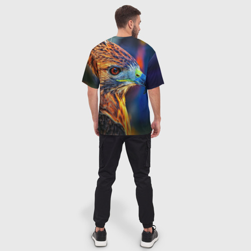 Мужская футболка oversize 3D Сокол, цвет 3D печать - фото 4