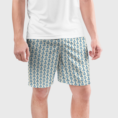 Мужские шорты спортивные Якоря, цвет 3D печать - фото 3