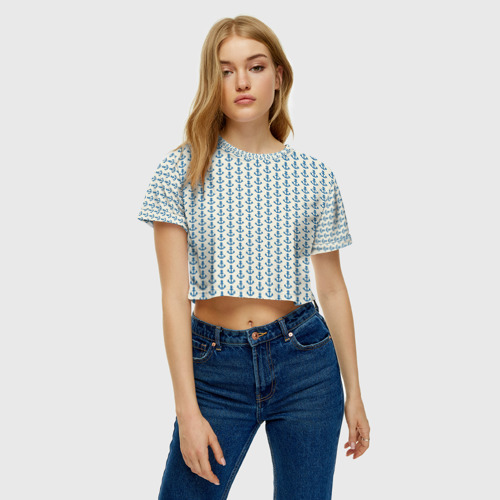 Женская футболка Crop-top 3D Якоря, цвет 3D печать - фото 3