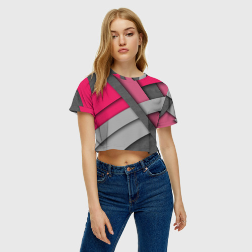 Женская футболка Crop-top 3D Абстракция, цвет 3D печать - фото 3