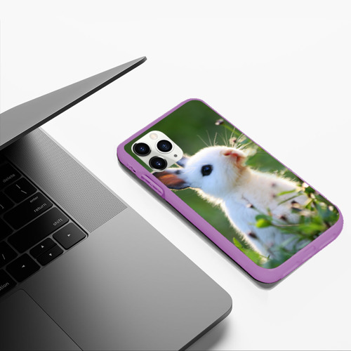 Чехол для iPhone 11 Pro Max матовый Кролик, цвет фиолетовый - фото 5