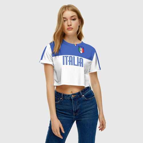 Женская футболка Crop-top 3D Сборная Италии по футболу, цвет 3D печать - фото 4