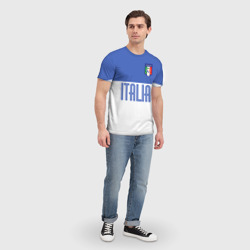 Футболка с принтом Сборная Италии по футболу для мужчины, вид на модели спереди №3. Цвет основы: белый