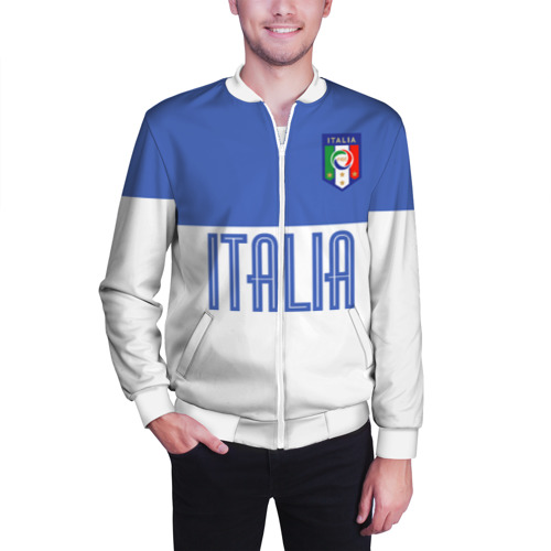 Мужской бомбер 3D Сборная Италии по футболу, цвет белый - фото 3