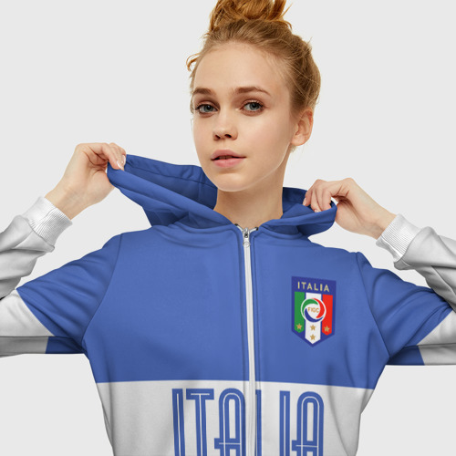 Женская толстовка 3D на молнии Сборная Италии по футболу, цвет белый - фото 5