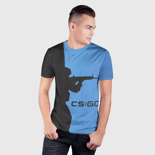 Мужская футболка 3D Slim с принтом CS:GO Силуэт, фото на моделе #1