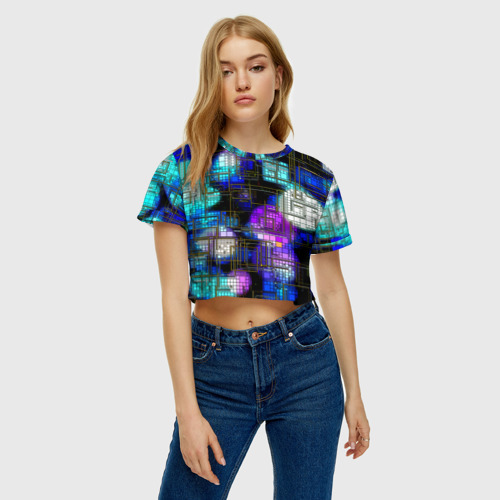 Женская футболка Crop-top 3D Плата, цвет 3D печать - фото 3