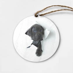 Деревянная игрушка круг Кане-корсо щенок