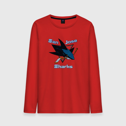 Мужской лонгслив хлопок San Jose Sharks hockey, цвет красный