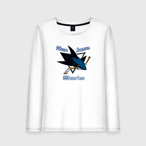 Женский лонгслив хлопок San Jose Sharks hockey, цвет белый