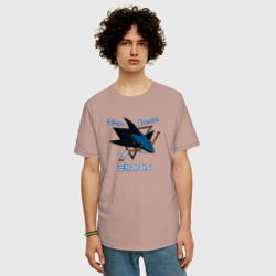 Мужская футболка хлопок Oversize San Jose Sharks hockey - фото 2