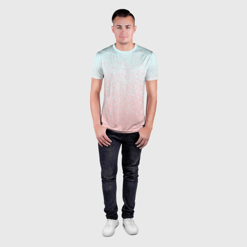 Мужская футболка 3D Slim с принтом Pink Blue Gradient, вид сбоку #3