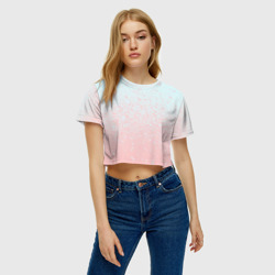 Женская футболка Crop-top 3D Pink Blue Gradient - фото 2