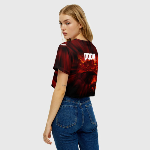 Женская футболка Crop-top 3D Doom 2016, цвет 3D печать - фото 5