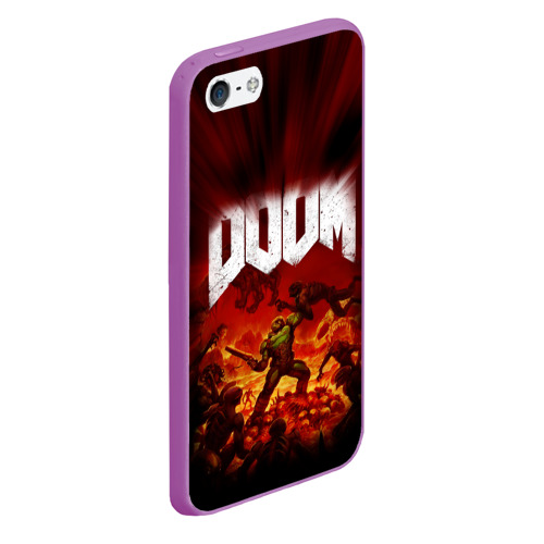 Чехол для iPhone 5/5S матовый Doom 2016, цвет фиолетовый - фото 3