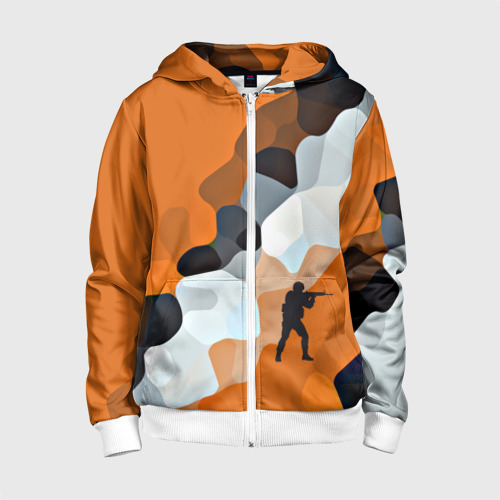 Детская толстовка 3D на молнии CS GO Asiimov camouflage, цвет белый