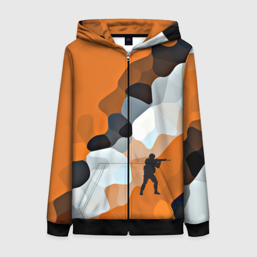 Женская толстовка 3D на молнии CS GO Asiimov camouflage, цвет черный