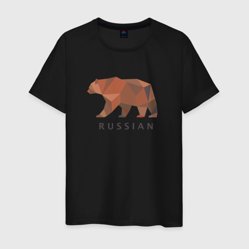 Мужская футболка хлопок Russian bear, цвет черный