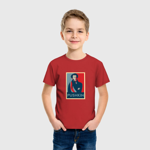 Детская футболка хлопок Александр Сергеевич Пушкин, цвет красный - фото 3