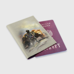 Обложка для паспорта матовая кожа Русский медведь и солдат - фото 2