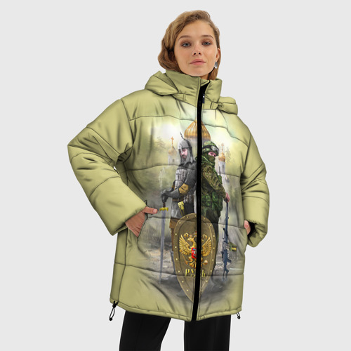 Женская зимняя куртка Oversize Русь, цвет светло-серый - фото 3