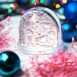 Игрушка Снежный шар Радужные Единорожки - фото 2