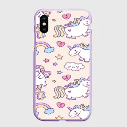 Чехол для iPhone XS Max матовый Радужные Единорожки