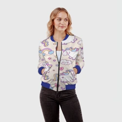 Женский бомбер 3D Радужные Единорожки - фото 2