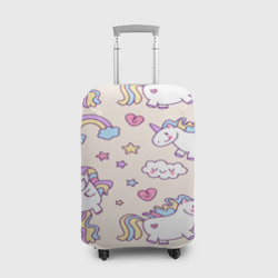 Чехол для чемодана 3D Радужные Единорожки