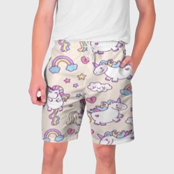 Мужские шорты 3D Радужные Единорожки