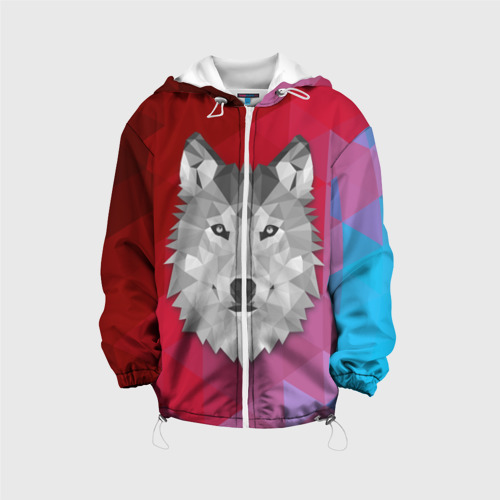 Детская куртка 3D Полигональный волк, цвет белый