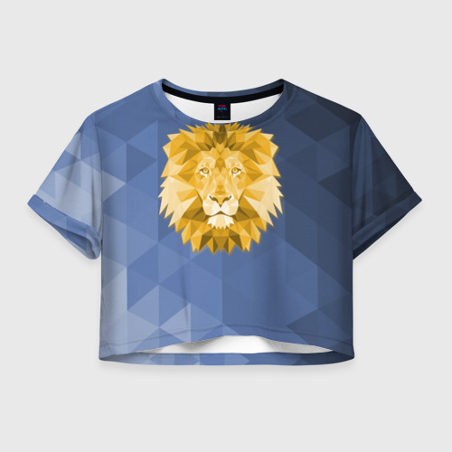 Женская футболка Crop-top 3D Полигональный Лев, цвет 3D печать
