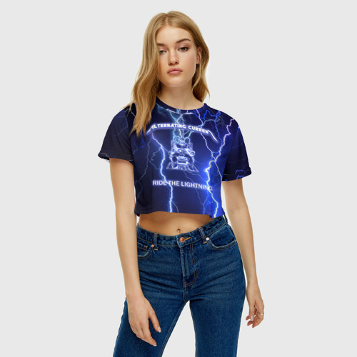 Женская футболка Crop-top 3D Metallica - Ride the Lightning, цвет 3D печать - фото 4