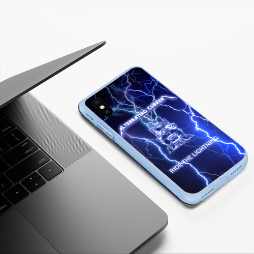 Чехол для iPhone XS Max матовый Metallica - Ride the Lightning, цвет голубой - фото 5