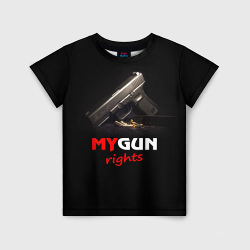 Детская футболка 3D Мой пистолет прав., цвет 3D печать