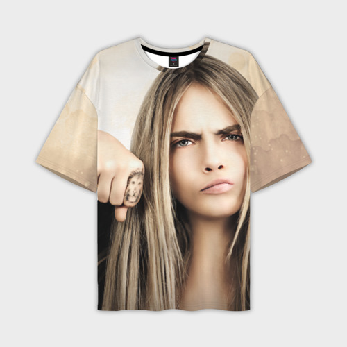 Мужская футболка oversize 3D Cara Delevingne, цвет 3D печать