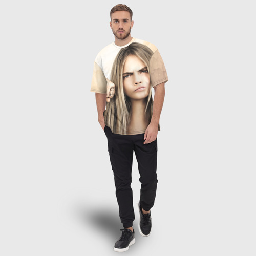 Мужская футболка oversize 3D Cara Delevingne, цвет 3D печать - фото 5