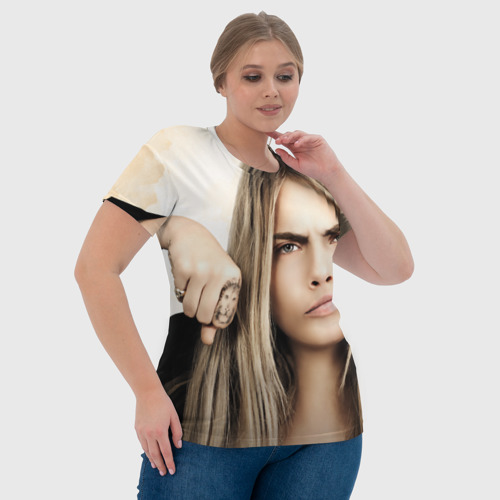 Женская футболка 3D Cara Delevingne, цвет 3D печать - фото 6