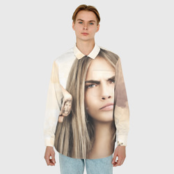 Мужская рубашка oversize 3D Cara Delevingne - фото 2