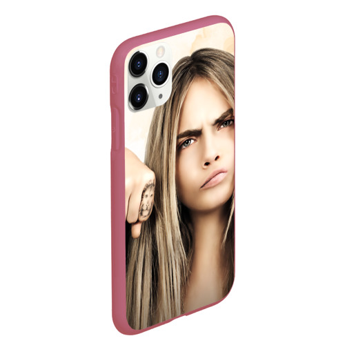 Чехол для iPhone 11 Pro Max матовый Cara Delevingne, цвет малиновый - фото 3