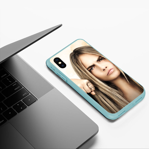 Чехол для iPhone XS Max матовый Cara Delevingne, цвет мятный - фото 5