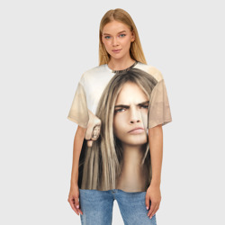 Женская футболка oversize 3D Cara Delevingne - фото 2