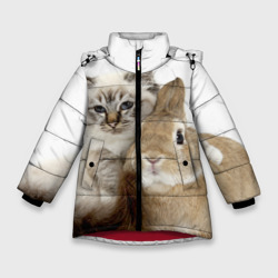 Зимняя куртка для девочки Кот и кролик