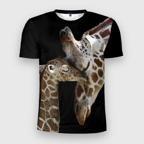 Мужская футболка 3D Slim Жирафы, цвет 3D печать