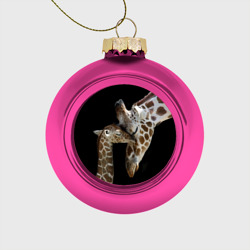 Жирафы – Стеклянный ёлочный шар с принтом купить